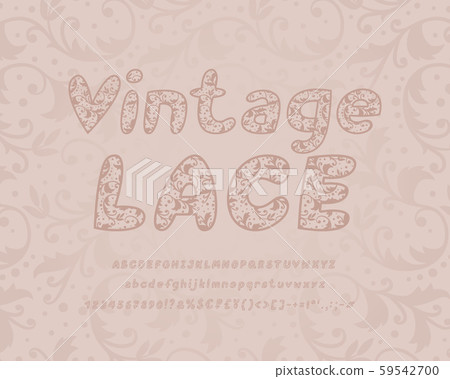 Vintage lace, ornamental vector Italic alphabet. Uppercase and lowercase alphabet letters, numbers Vintage lace, ornamental vector Italic alphabet. Uppercase and lowercase alphabet letters, numbers 59542700