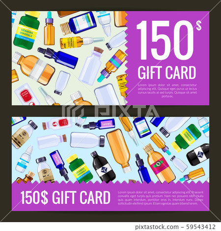Vector pharmacy medicine bottles discount or gift voucher templates illustration 59543412