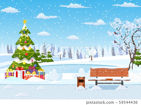 snowy winter city park 59544436