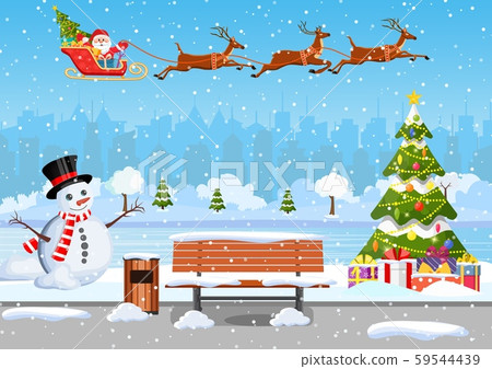 snowy winter city park 59544439