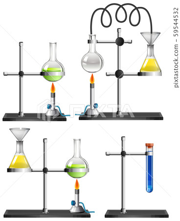Set of science equipments on white background - Stock Illustration ...