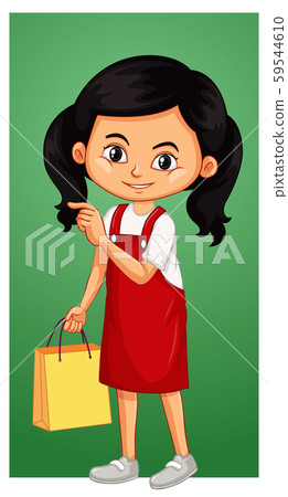 Happy girl with paperbag - Stock Illustration [59544610] - PIXTA