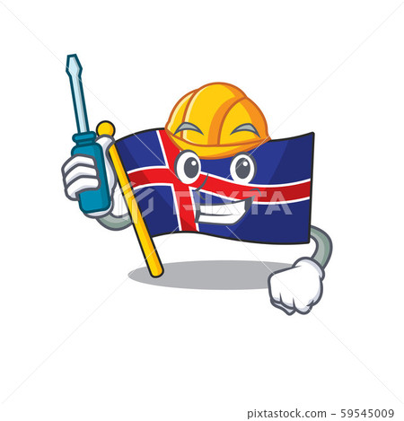 Isolated flag iceland in the cartoon automotive 59545009