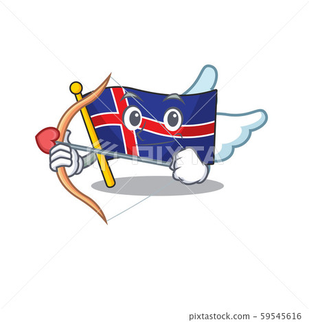 Cartoon flag iceland cupid on mascot shape 59545616