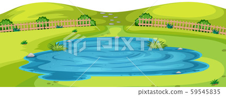 Pond in foreground of park in nature 59545835
