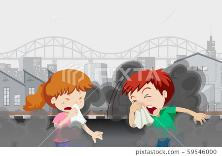 Air pollution with kids in the city 59546000