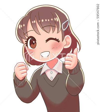 Girl Thumbs Up Smile 59547802