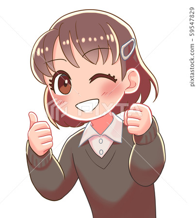 Girl Thumbs Up Smile 59547829