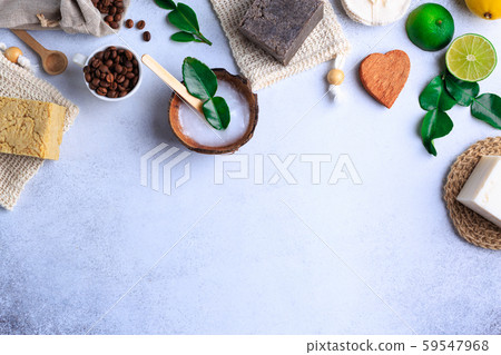 Top-down visuals of unbranded natural bath products Top-down visuals of unbranded natural bath products 59547968
