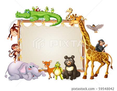 Border template with cute animals - Stock Illustration [59548042] - PIXTA