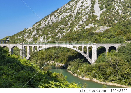 Solkan bridge on the River Soca, Slovenia Solkan bridge on the River Soca, Slovenia 59548721