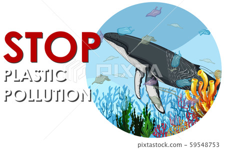 Poster design with whale and plastic bags 59548753