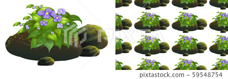 Seamless background design with purple flowers on Seamless background design with purple flowers on 59548754