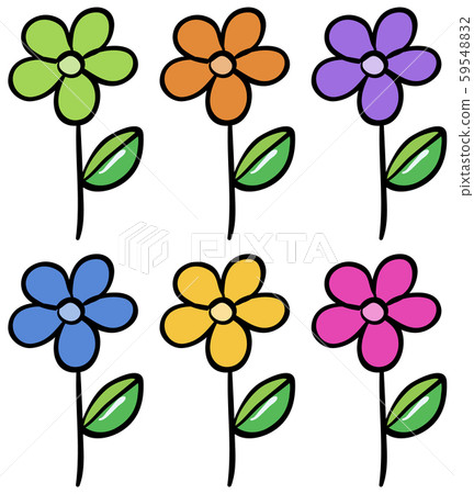 Isolated set of flower in different colors 59548832