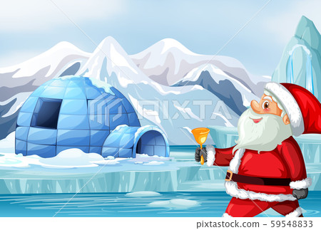Scene with Santa in north pole Scene with Santa in north pole 59548833