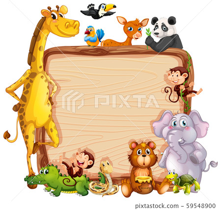 Border template design with cute animals - Stock Illustration ...