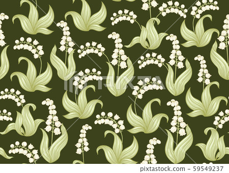 Lily of the valley, may-lily Seamless pattern 59549237