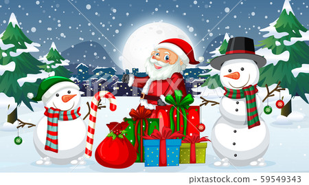 Scene with santa and snowman Scene with santa and snowman 59549343