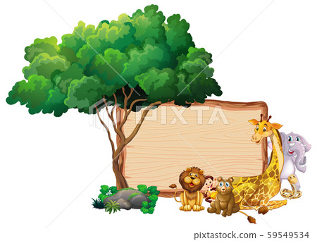 Frame design with many animals around border - Stock Illustration  [59549534] - PIXTA