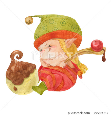 Christmas elf story, elf-artist decorating sweet Christmas elf story, elf-artist decorating sweet 59549987