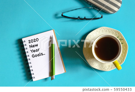 2020 new year goal, plan, action text on note pad. 2020 new year goal, plan, action text on note pad. 59550433