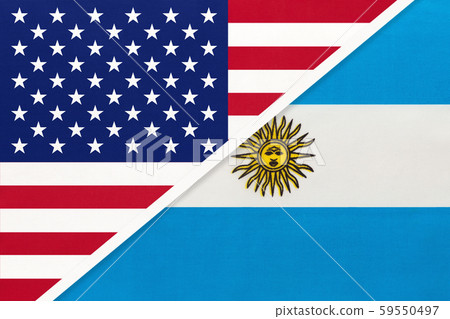 USA vs Argentina national flag. USA vs Argentina national flag. 59550497