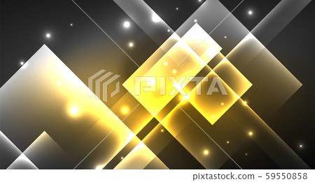Neon shiny color squares on black, modern template 59550858