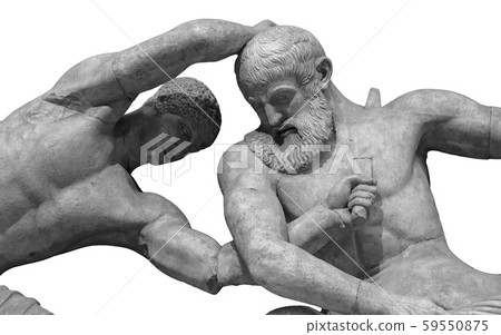 Antique statue of warrior killing beard amn by sword. ancient sculpture of gladiators 59550875