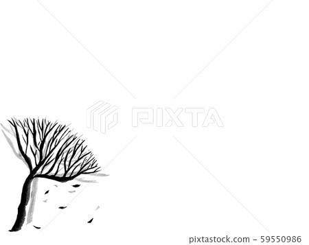 Trees with leaves scattered by the wind (hand-drawn illustration of ink) Trees with leaves scattered by the wind (hand-drawn illustration of ink) 59550986