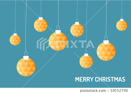 Merry Chrismas vector, gold chrismas ball hanging on the blue background Merry Chrismas vector, gold chrismas ball hanging on the blue background 59552740