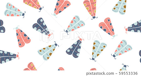 Seamless pattern with decorative butterflies moth - Stock Illustration ...
