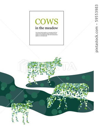 Sample brochure. Agricultural background. Cows made up of circles. Sample brochure. Agricultural background. Cows made up of circles. 59553983