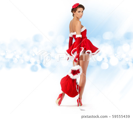 beautiful sexy girl wearing santa claus clothes 59555439