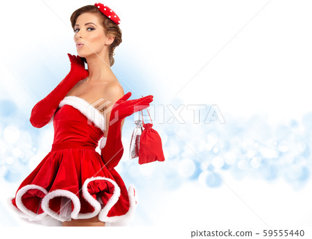 beautiful sexy girl wearing santa claus clothes 59555440