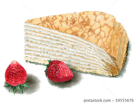 Strawberry and milk rape painted in watercolor 59555676