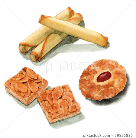 Three kinds of cookies drawn in watercolor 59555885