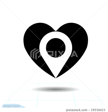 Heart vector black icon, Love symbol. Location Heart vector black icon, Love symbol. Location 59556025