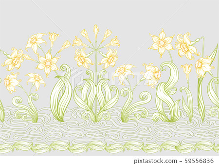 Narcissus. Seamless pattern, background. 59556836