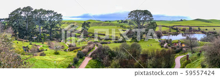 Countryside of the Hobbiton Movie Set on a Countryside of the Hobbiton Movie Set on a 59557424