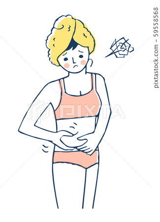 A woman holding a stomach luxury A woman holding a stomach luxury 59558568