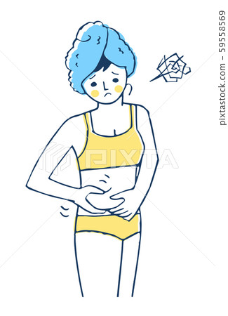A woman holding a stomach luxury 59558569