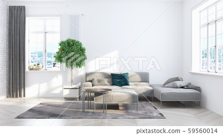 Living room interior in scandinavian style . 3D rendering 59560014