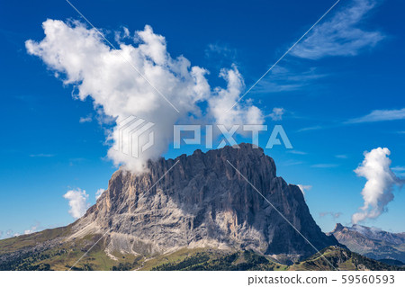 the Sassolungo - Langkofel group, valley Gardena. Dolomites, Italy the Sassolungo - Langkofel group, valley Gardena. Dolomites, Italy 59560593