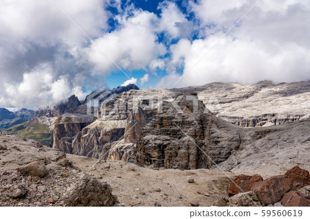 The Sass Pordoi is a relief of the Dolomites, in the Sella group, Italy 59560619