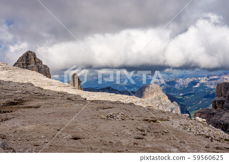 The Sass Pordoi is a relief of the Dolomites, in the Sella group, Italy The Sass Pordoi is a relief of the Dolomites, in the Sella group, Italy 59560625