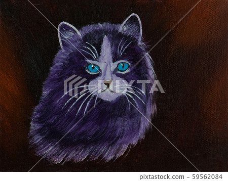 A cat with purple fur on a brown background 59562084