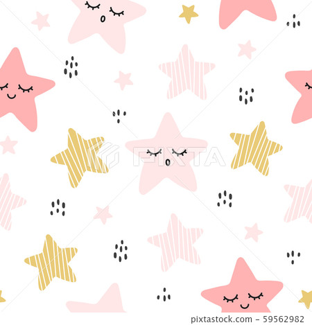 Cute hand drawn star seamless pattern background - Stock Illustration ...