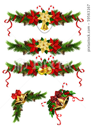 Christmas decorations with fir tree golden jingle bells Christmas decorations with fir tree golden jingle bells 59563167