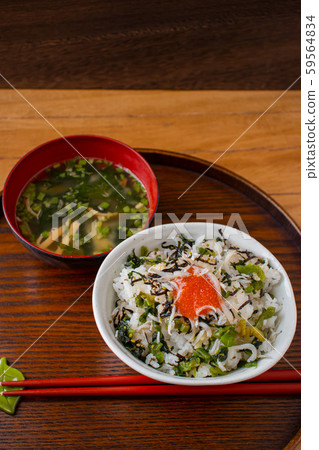 Shirasu rice and miso soup Shirasu rice and miso soup 59564834