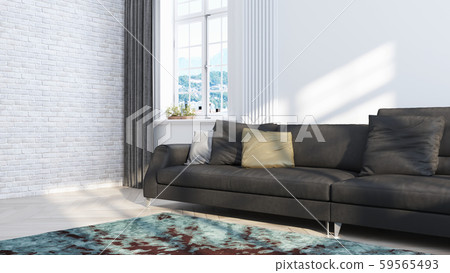 Living room interior in scandinavian style . 3D rendering Living room interior in scandinavian style . 3D rendering 59565493